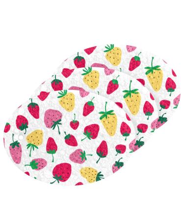 3-Pack Cleaning Kitchen Sponges Oval Colorful Strawberries Kitchen Cellulose Dishwashing Wood Pulp Cotton