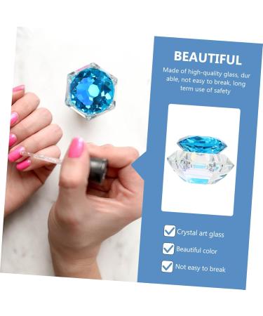 Healeved 1pc Nail Art Crystal Cup Bowl Nail Dappen Dish Stirring Cup Container with Lid DIY Tools Acrylic Nail Tools Mixing Cups Crystal Art Glass Liquid Nail Polish 7.5x6cm Blue - Buy Online on GoSupps.com