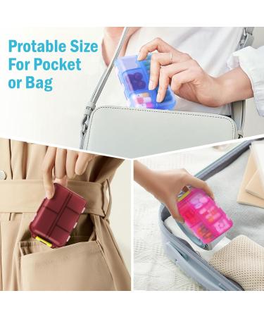 Travel Pill Organizer with Labels - Mini 7 Day Medication Holder | Cute Small Pocket Pharmacy for Vitamins & Fish Oil - Brown - Buy Online on GoSupps.com