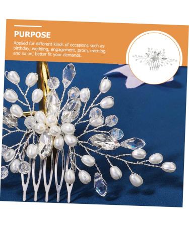 Angoily Bridal Pearl Comb Bride Headpiece Pearl Tiara Barrettes for Girls Bride Hair Comb Bride Hair Clip Headdresses Hair Clips Rhinestone Women's European and American Hair Accessories - Buy Online on GoSupps.com
