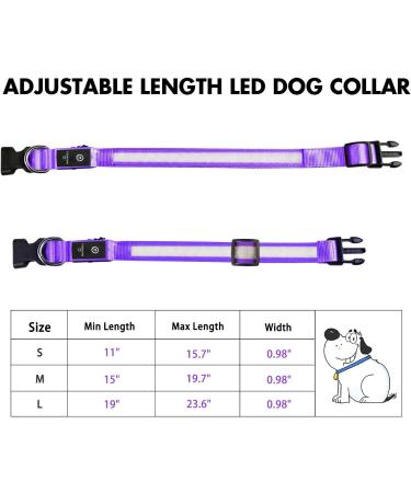 Masbrill Luminous LED Dog Collar - Waterproof Adjustable Safety Collar for Small & Medium Dogs - 3 Lighting Modes - Purple (48-60cm) - Buy Online on GoSupps.com