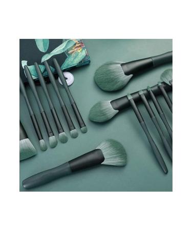 14pcs Green Makeup Brush Set - Synthetic Blending Face & Eye Brushes for Flawless Makeup | International Shipping - Buy Online on GoSupps.com