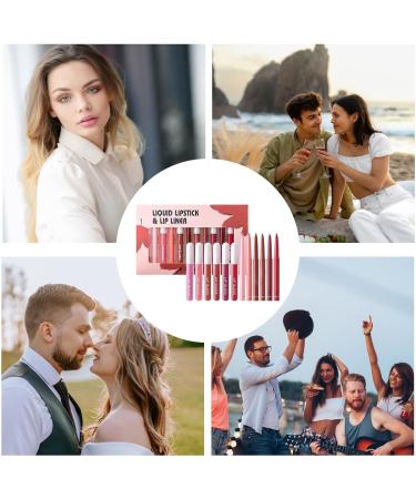 Lip Liner and Lipstick Combo Lip Liner Pen Set Long-Lasting Liquid Lipstick Set Matte 6 Lip Liners + 6 Lipsticks for Defined Lips Matte Lip Liner and Lipstick - Buy Online on GoSupps.com
