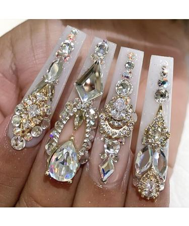 5636Pcs White Crystal Nail Rhinestones Set - Multi-Shape 3D Diamond Glass Crystals for Nail Art, DIY Crafts, Phones, Clothes, Jewelry & Bag Decoration - Professional Drill Pen & Tweezers Included - Buy Online on GoSupps.com
