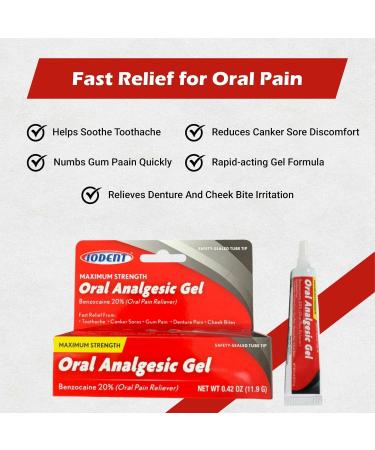Oral Analgesic Gel Fast Numbing Oral Pain Relief for Toothaches Canker Sores Sore Gums Mouth Sores Denture & Cheek Bite 0.42 OZ (Pack of 1) - Buy Online on GoSupps.com