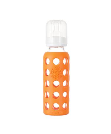 Lifefactory 9-Ounce BPA-Free Glass Baby Bottle with Protective Silicone Sleeve and Stage 2 Nipple  Orange