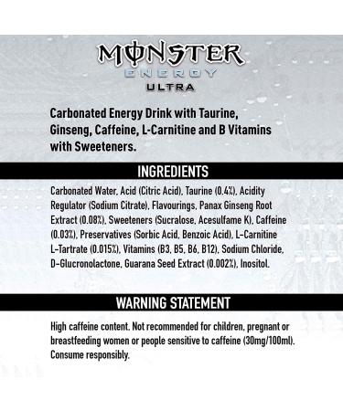 Buy Monster Energy Ultra White - Sugar-Free Caffeine Drink (24 x 500 ml) | Zero Calories Light Citrus Flavor - Fast International Shipping - Buy Online on GoSupps.com