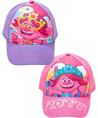 DreamWorks Girls' Trolls 2-Pack Poppy Baseball Caps, Curved Brim Strap Back Hats (4-7) Pink/Purple - Ages 4-7 - Buy Online on GoSupps.com
