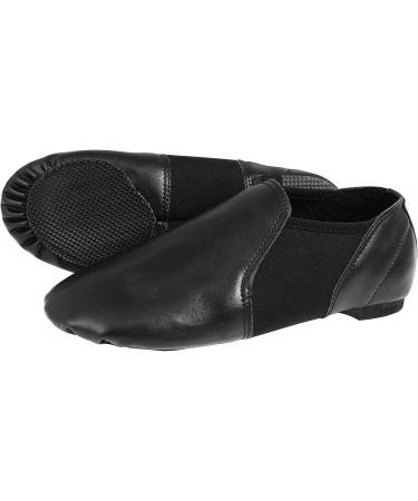 Buy Pure Black Leather Jazz Dance Shoes for Adults & Children - Modern Stage Pumps with Rubber Heel & Neoprene - 25 EU Size - Buy Online on GoSupps.com