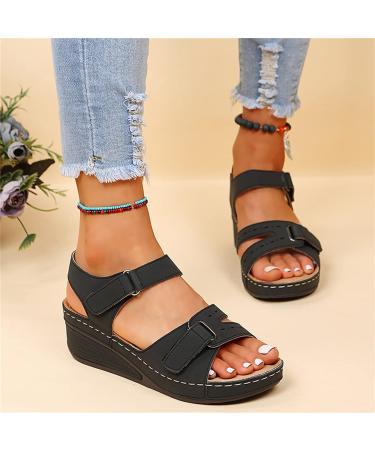 Lausiuoe Women's Arch Support Sandals for Plantar Fasciitis - Orthotic Flip Flops 8.5 W-Black - Buy Online on GoSupps.com