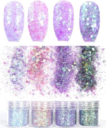 Laza 12 Colors Glitter Nail Art Powder Mixed Sequins - Mermaid Princess | 120g Ultra-Thin Sparkles for Nails, Face, Eyes, Body, Hair, Crafts, Tumblers - Buy Online on GoSupps.com
