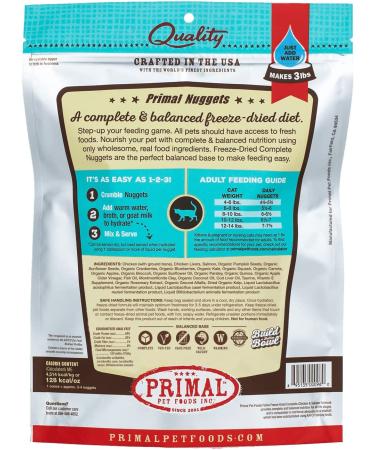 Primal Freeze Dried Cat Food Nuggets | Grain-Free Raw Chicken & Salmon Formula | Made in USA | 14oz Pack - Buy Online on GoSupps.com
