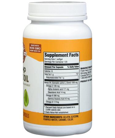 Manitoba Harvest Hemp Oil 1000mg - 120 Softgel Capsules for Wellness - Buy Online on GoSupps.com