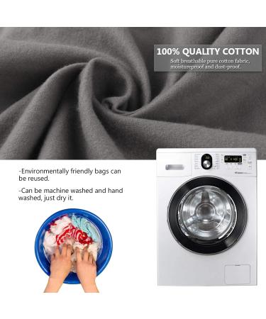 PlasMaller Dust Cover Storage Bags - Set of 3, 100% Cotton Flannel with Drawstring, for Handbags, Purses, Shoes & Boots - Grey - Buy Online on GoSupps.com