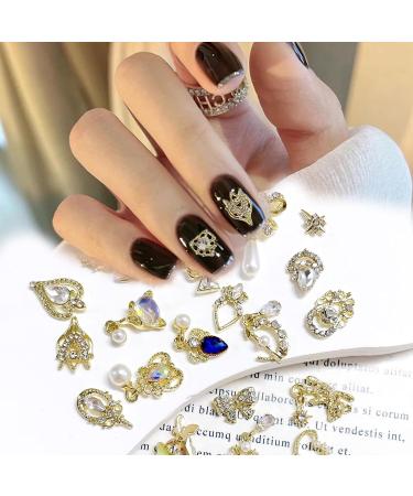 3D Nail Charms: 23 Pcs Shiny Rhinestones Gems Butterfly Heart Bow Dangle Gold Metal Nail Jewelry - Luxury Nail Art Decoration for DIY Nail Design - Buy Online on GoSupps.com