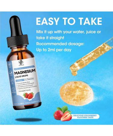 (2 Pack) Magnesium Glycinate Liquid Drop with Citrate, Oxide and Taurate, Calm Magnesium with Omega3, L-Theanine, D3, B6, B12 for Calm, Sleep, Leg Cramps, Muscles, Energy, Sugar-Free Strawberry Flavor - Buy Online on GoSupps.com