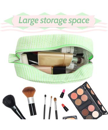 Large Mint Green Seersucker Cosmetic Bag | Makeup Pouch Travel Toiletry Case - Buy Online on GoSupps.com