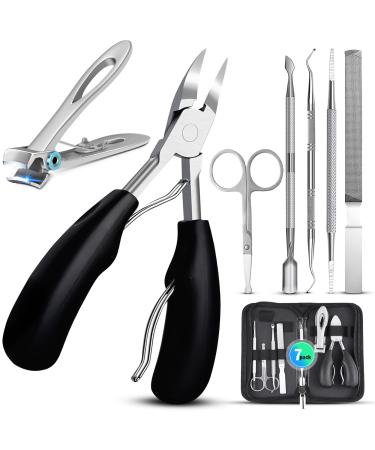 Toenail Clippers Set for Thick & Ingrown Nails Tough Toenail Fingernail 7PC Set Nail Clippers for Thick Nails and Professional Nail Cutter-Heavy Duty Stainless Steel Pedicure Toenail Scissors & More