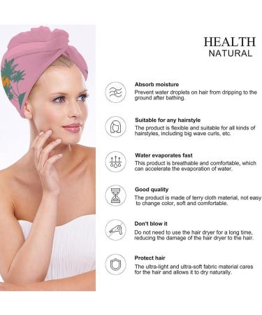Buy Palm Tree Microfiber Hair Towel Wrap for Women - Super Absorbent 10x26 Inch Hair Turban with Button | Fast International Shipping - Buy Online on GoSupps.com