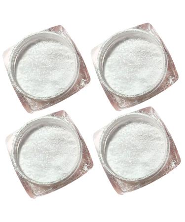 4 Boxes White Aurora Nail Powder  Holographic Pearlescent Glitters