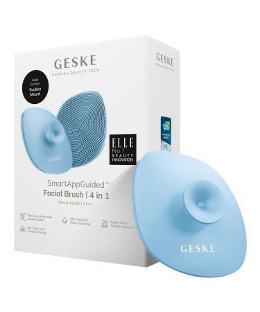 Geske |SmartAppGuided Facial Brush 4 in 1 |Facial cleaning brush with handle |Soft brush made of silicone |Professional facial cleaningFacial cleaning device |Skin cleaning aquamarine