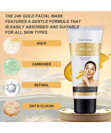  QEEROYO 24K Gold Peel Off Face Mask Gold Black Spot Mask For Cleansing Pores Removes Blackheads/Acne Firming Skin and Reducing Wrinkles Deep Hydration For All Skin 60g - Buy Online on GoSupps.com