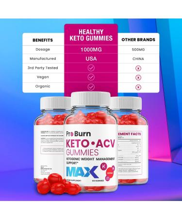Pro Burn Max Keto Plus ACV Gummies with B12 and Beet Root Juice - 60 Gummies - Buy Online on GoSupps.com