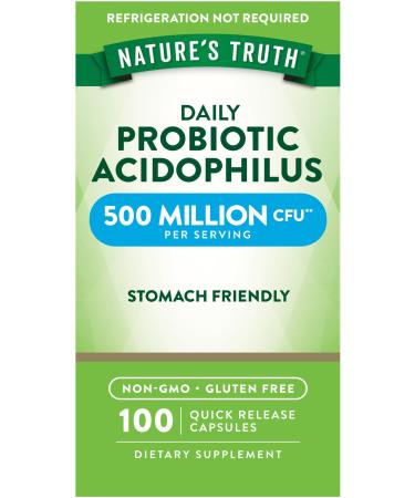 Nature's Truth Probiotic Acidophilus 500 Million Unflavored 100 Count 100 Count (Pack of 1)