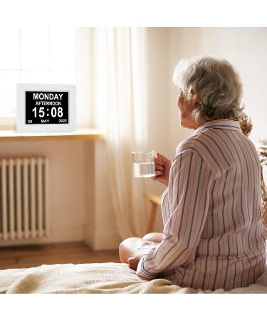 Digital Day Alarm Clock  Calendar Day Clock for Dementia  Alzheimer  Memory Loss  Vision Impaired  Senior  12 Alarms  8 Languages  White - Buy Online on GoSupps.com