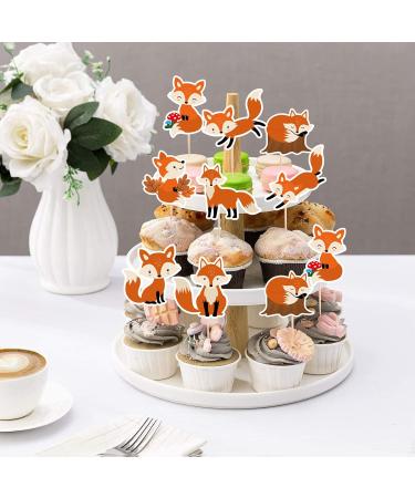 Orange Glitter Dessert Cupcake Topper Animal Fox Theme Baby Shower Boy Girl Happy Birthday Party Theme Decor Supplies - Buy Online on GoSupps.com