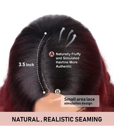 Wine Red Ombre Long Wavy Burgundy Wig | Body Wave Synthetic Heat Resistant Fiber | 26'' Side Part Wig for Women - Buy Online on GoSupps.com