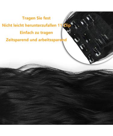 Clip In Beach Wavy Hair Extensions - 4 Pieces Black Synthetic Hair for Women | Thick Soft 50cm Full Head Extensions (1B#) - Buy Online on GoSupps.com