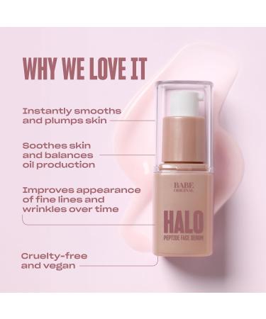 Babe Original Halo Peptide Face Serum - Hydrating Moisturizer for Women | Vegan & Cruelty-Free with Hyaluronic Acid Pink Root Extract & Peptides - Buy Online on GoSupps.com