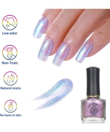 Holographic Nail Polish - Purple Pearl Nail Varnish - Iridescent Shell Glitter Nail Polish - Quick Dry Glimmer Long Lasting Shiny Mirror Glitter Nail Polish for Nail Art DIY - No Nail Lamp Needed - Buy Online on GoSupps.com