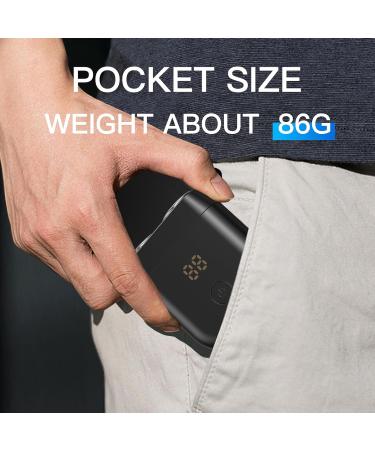 Electric Travel Razor for Men - Mini Waterproof Rotary Shaver Cordless USB-C Charging Pocket Size Beard Trimmer - Close Shave in Black - Buy Online on GoSupps.com