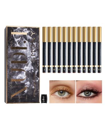Eyeliner Makeup Set Eyeliner Pencil Set Long-Lasting Eye Pen Set 12 Assorted Color Eyebrow Pencil with Sharpener for Adults Women and Men