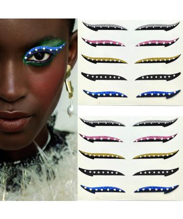 25 Eyeliner Stickers Reusable Diamond Crystal Glitter Adhesive Eyeliner Invisible Eye Line Strip Sticker Eyeliner Sticker Colorful Eyelid Tape Waterproof Eyeliner Makeup Stickers for Eyes Dress