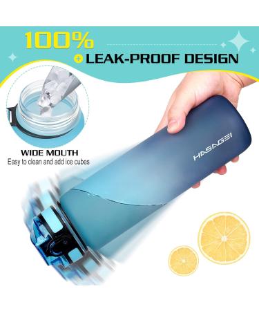 Hasagei 1L BPA Free Tritan Sports Drinking Bottle - Leak-Proof Locking Lid for Gym School Cycling & Outdoor Fitness - Light Dark Blue - Buy Online on GoSupps.com