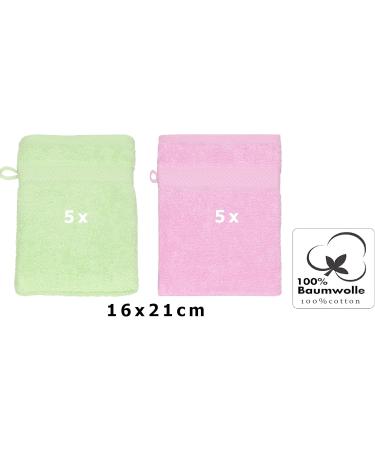 Betz 10-Piece Cotton Wash Gloves Set | Palermo Rose & Green | 100% Cotton | 16x21 cm | Ideal for Gift & Bathing | International Shipping - Buy Online on GoSupps.com