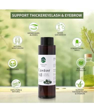 Organic Cold Pressed Castor Oil for Hair Growth Skin & Lashes - 8.8 Fl Oz Eco-Friendly Moisturizing Body Oil - Buy Online on GoSupps.com