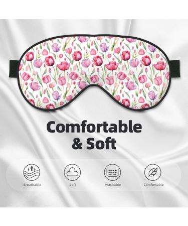 Shop Double-Sided Tulip Flowers Watercolor Sleep Mask | Adjustable & Soft Eye Covers for Perfect Shading & Reduced Eye Edema - International Shipping Available - Buy Online on GoSupps.com