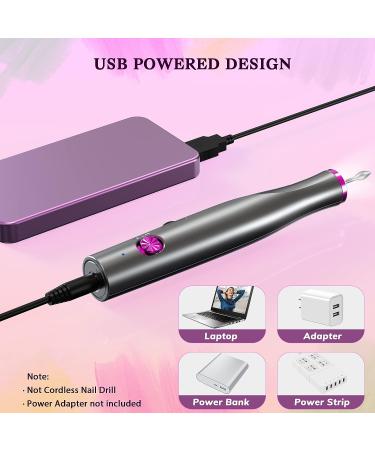 ZoCCee Electric Nail Drill for Acrylic Nails | LED Light, USB Portable Manicure Pedicure Kit | 11 Bits & 36 Sanding Bands | Non-cordless Gray - Buy Online on GoSupps.com