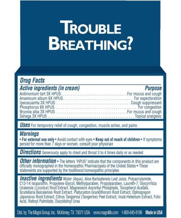 MagniLife Breathe Easy Chest Cream - Natural Chest Rub for Coughing, Congestion & Aches - 4oz - Buy Online on GoSupps.com