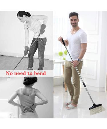 Indoor Upright Broom and Dustpan Set with Lid - Long Handle Sweeper for Home, Office, Kitchen, Garden - Ideal for Pet Hair - Dark Black - Buy Online on GoSupps.com