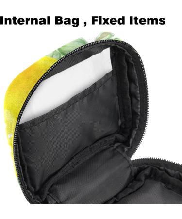 Menstruation Pad Bag with Zipper Stylish Women's Napkin & Tampon Collection Bags (Leaf Green Yellow Lemon Fruits) - Buy Online on GoSupps.com