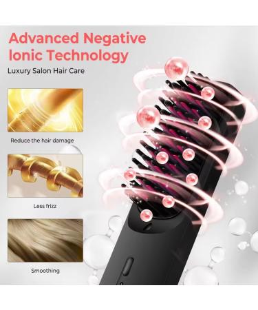 Upgraded Ionic Hair Straightener Brush - 16 Temp Settings Dual Voltage for Thick Curly Hair | Best Heat Brush Straightener for Women - Buy Online on GoSupps.com