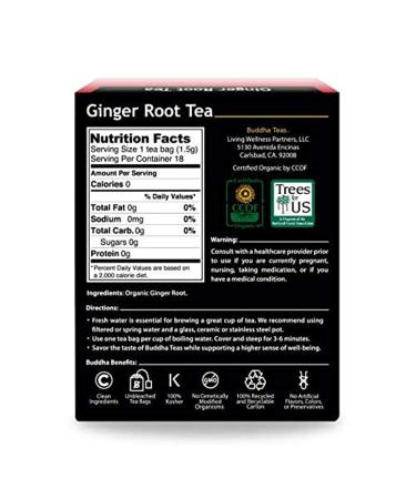 Buddha Teas Organic Ginger Root Tea - USDA Organic, OU Kosher, 18 Bleach-Free Bags - Buy Online on GoSupps.com
