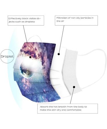 Goddess Accent 50 Pack Disposable Face_Mask Cute Floral Tie Dye Printed Protection for Adults Women - Buy Online on GoSupps.com