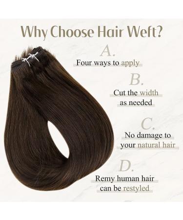 Full Shine 18 Inch Dark Brown Weft Hair Extensions - 105g Human Hair Bundle (Color 2) - Sew-in Weave for Women - Buy Online on GoSupps.com