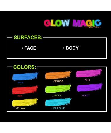 Neon Nights UV Glow in The Dark Body Paint - 8 Pack Black Light Paints for Adults & Kids - Professional Face and Body Makeup Kit - Buy Online on GoSupps.com